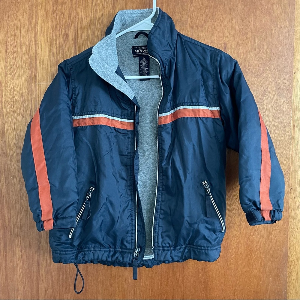 Sonoma jean company boys winter coat fleece lined‎ blue orange size xl